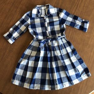 Carter’s Size 5 Navy and White Plaid Shirtdress